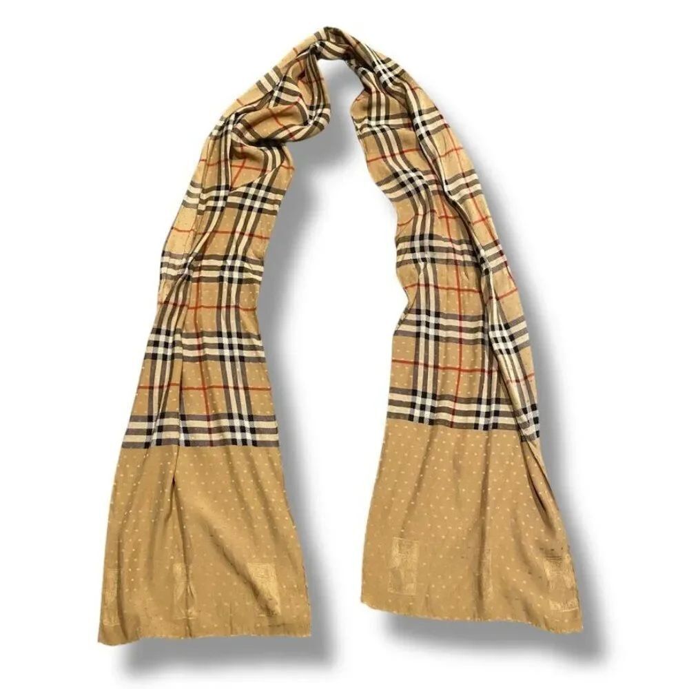 Burberry Beige Nova Check & Polka Dot Silk Scarf